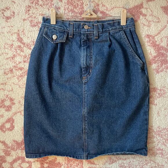Vintage 80s High Waisted Denim Mini Skirt - Picture 2 of 6